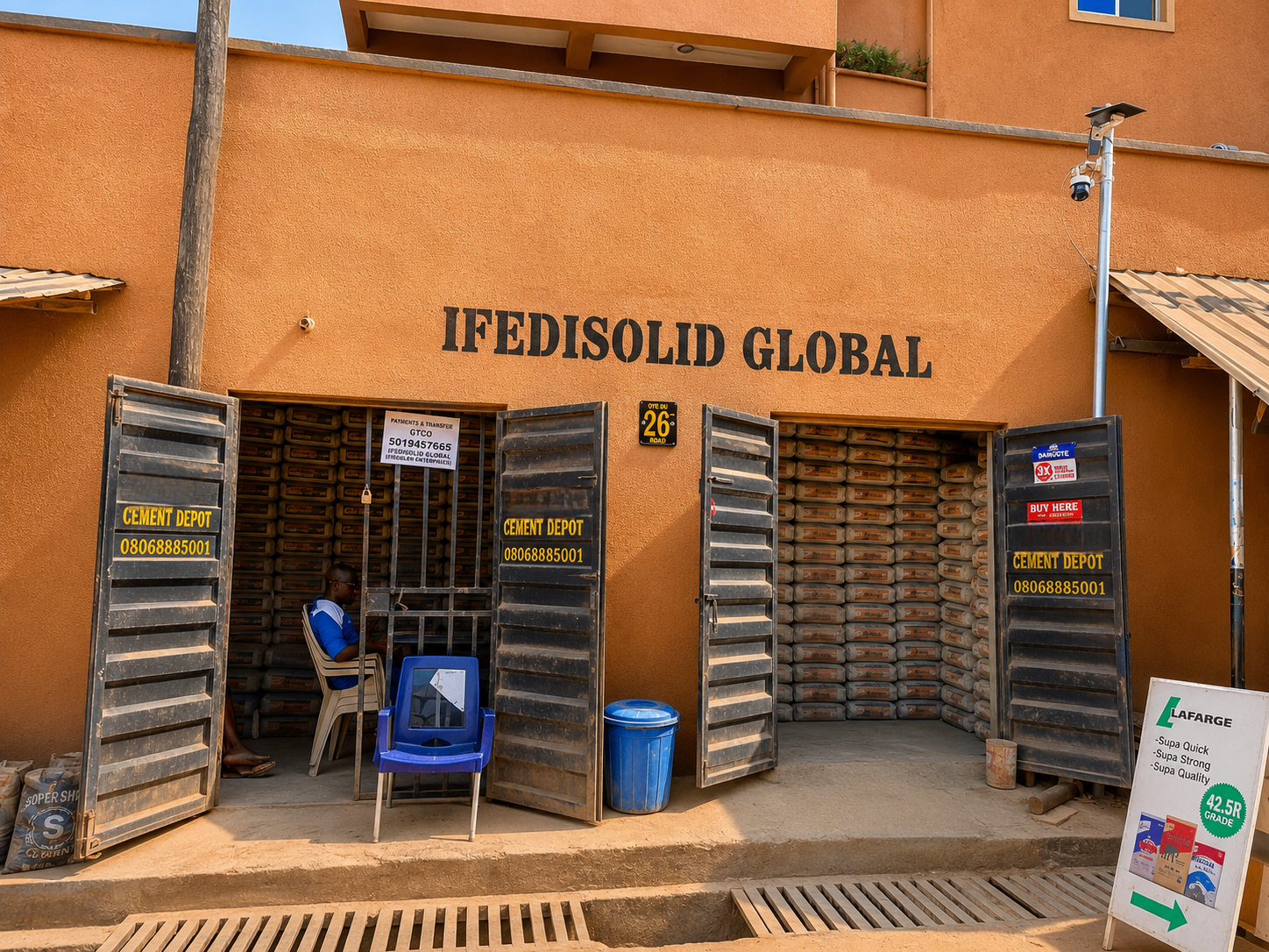 IFEDISOLID Global cement depot storefront in Enugu